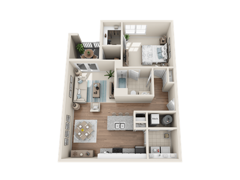 Floor plan for 1 bed, 1 bath, 772 sqft